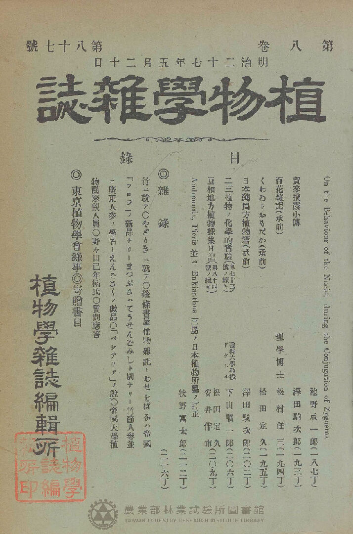 植物學雜誌 第八卷第八十七號