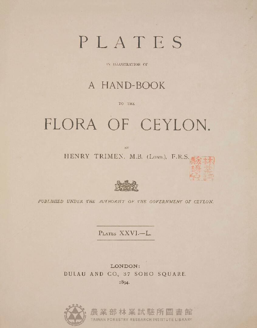 A hand-book to the flora of Ceylon plates ⅩⅩⅤⅠ.—L.